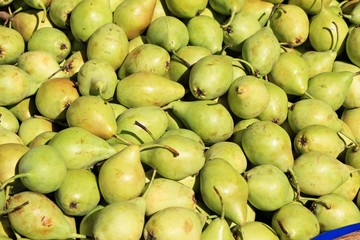 Stall with pears at street market
