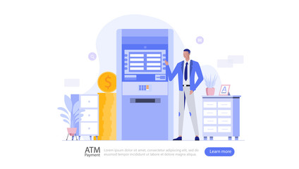 ATM Machine Vector Illustration Concept , Suitable for web landing page, ui, mobile app, editorial design, flyer, banner, and other related occasion