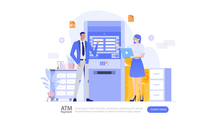 ATM Machine Vector Illustration Concept , Suitable for web landing page, ui, mobile app, editorial design, flyer, banner, and other related occasion