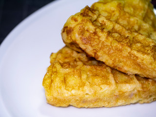 Fresh homemade thai crepes on plate.
