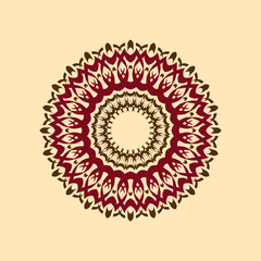 Ethnic Mandala Ornament. round. Arabic, Pakistan, Moroccan, Turkish, Indian, Spain motifs. blue and chocolate colors. Mandala with floral patterns. Yoga template. vintage