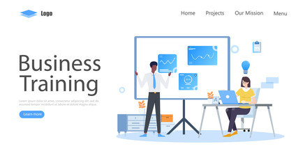 Fototapeta na wymiar Business Training or Courses Vector Illustration Concept , Suitable for web landing page, ui, mobile app, editorial design, flyer, banner, and other related occasion