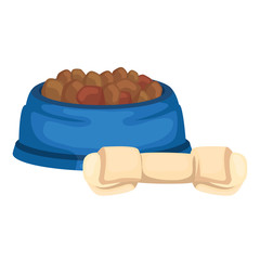 dish food for dog and bone isolated icon vector illustration design
