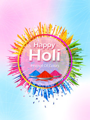 Colorful Traditional Holi background for festival of colors of India in vector