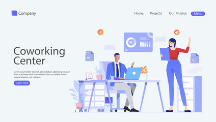 Coworking Center Vector Illustration Concept , Suitable for web landing page, ui, mobile app, editorial design, flyer, banner, and other related occasion