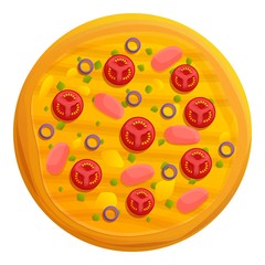 Gourmet pizza icon. Cartoon of gourmet pizza vector icon for web design isolated on white background