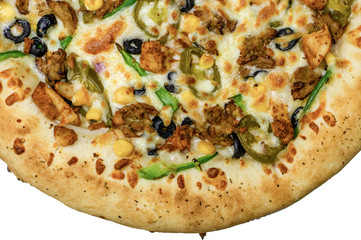 Pizza with ham and mushrooms