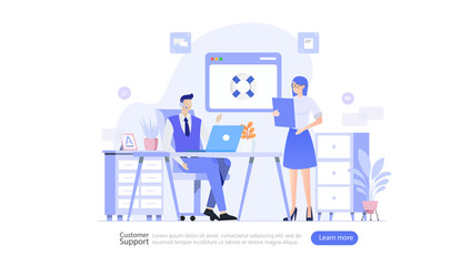 Customer Support Vector Illustration Concept , Suitable for web landing page, ui, mobile app, editorial design, flyer, banner, and other related occasion