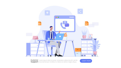 Customer Support Vector Illustration Concept , Suitable for web landing page, ui, mobile app, editorial design, flyer, banner, and other related occasion