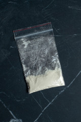 addiction: dosed packaging of narcotic substances, cocaine, heroin