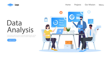 Data Analysis Vector Illustration Concept, Suitable for web landing page, ui, mobile app, editorial design, flyer, banner, and other related occasion