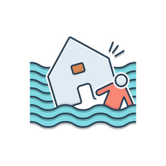 Color illustrationicon for flood  hurricane 