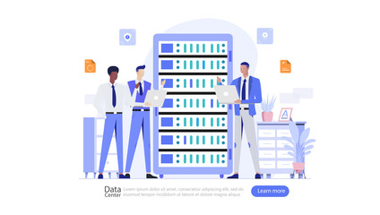 Data Center Vector Illustration Concept , Suitable for web landing page, ui, mobile app, editorial design, flyer, banner, and other related occasion