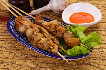 Chicken skin skewer