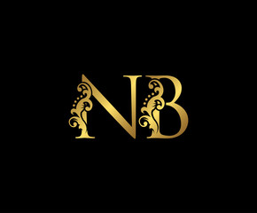Initial letter N and B, NB, Gold Logo Icon, classy gold letter monogram logo icon suitable for boutique,restaurant, wedding service, hotel or business identity.