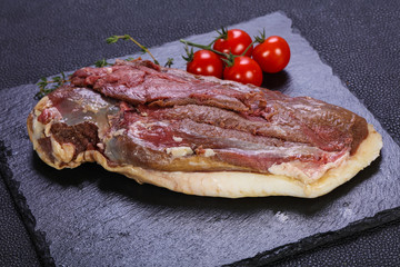 Raw duck breast