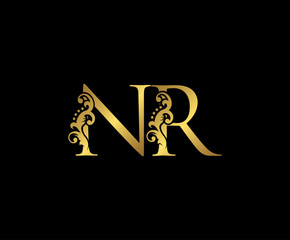 Initial letter N and R, NR, Gold Logo Icon, classy gold letter monogram logo icon suitable for boutique,restaurant, wedding service, hotel or business identity.