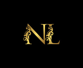 Initial letter N and L, NL, Gold Logo Icon, classy gold letter monogram logo icon suitable for boutique,restaurant, wedding service, hotel or business identity.
