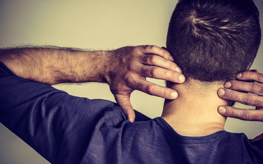 Man having neck ache