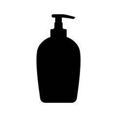 Realistic silhouette dispenser bottle. Illustration of cleanser, liquid soap, hand cream, shampoo, lotion. Flat isolated vector on white background. Icon for shop, personal care product categories