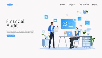 Financial Audit Vector Illustration Concept , Suitable for web landing page, ui, mobile app, editorial design, flyer, banner, and other related occasion