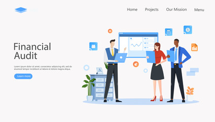 Financial Audit Vector Illustration Concept , Suitable for web landing page, ui, mobile app, editorial design, flyer, banner, and other related occasion