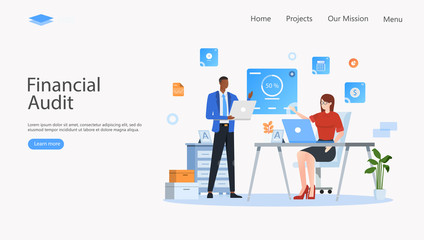 Financial Audit Vector Illustration Concept , Suitable for web landing page, ui, mobile app, editorial design, flyer, banner, and other related occasion