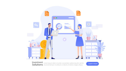 Investment Solutions Vector Illustration Concept , Suitable for web landing page, ui, mobile app, editorial design, flyer, banner, and other related occasion