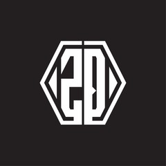 ZQ Logo monogram with hexagon line rounded design template