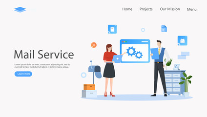 Mail Service and Correspondence Delivery Vector Illustration Concept , Suitable for web landing page, ui, mobile app, editorial design, flyer, banner, and other related occasion