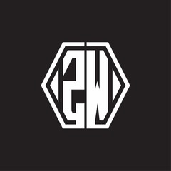 ZW Logo monogram with hexagon line rounded design template