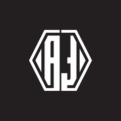 AT Logo monogram with hexagon line rounded design template