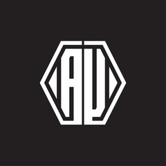 AU Logo monogram with hexagon line rounded design template