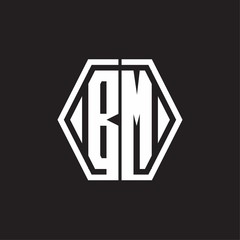 BM Logo monogram with hexagon line rounded design template