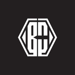 BO Logo monogram with hexagon line rounded design template