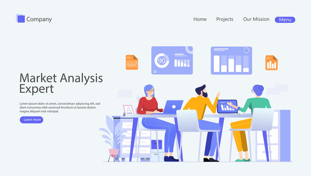 Market Analysis Expert Vector Illustration Concept , Suitable for web landing page, ui, mobile app, editorial design, flyer, banner, and other related occasion