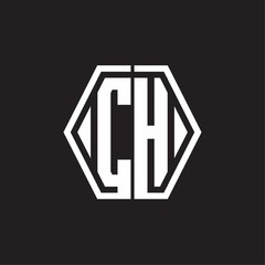 CH Logo monogram with hexagon line rounded design template