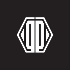 DD Logo monogram with hexagon line rounded design template