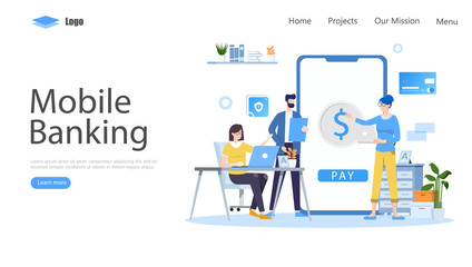 Mobile Banking Vector Illustration Concept , Suitable for web landing page, ui, mobile app, editorial design, flyer, banner, and other related occasion