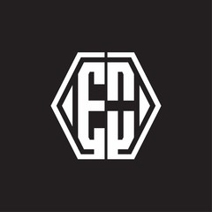 EO Logo monogram with hexagon line rounded design template