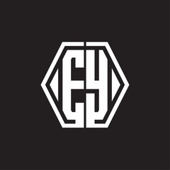 EY Logo monogram with hexagon line rounded design template