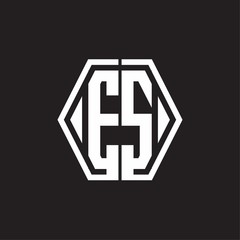 ES Logo monogram with hexagon line rounded design template