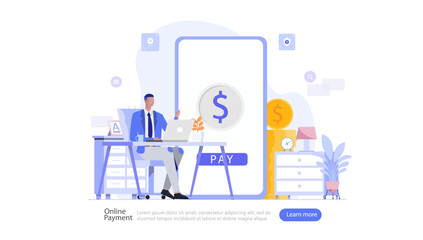 Online and Mobile Payments Vector Illustration Concept , Suitable for web landing page, ui, mobile app, editorial design, flyer, banner, and other related occasion