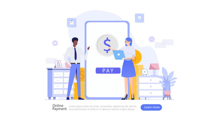 Online and Mobile Payments Vector Illustration Concept , Suitable for web landing page, ui, mobile app, editorial design, flyer, banner, and other related occasion