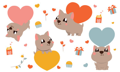Naklejka premium Cute dog heart label cartoon vector