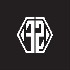 FZ Logo monogram with hexagon line rounded design template