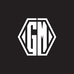 GM Logo monogram with hexagon line rounded design template