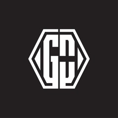 GO Logo monogram with hexagon line rounded design template