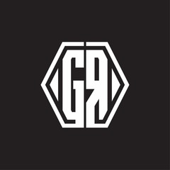 GR Logo monogram with hexagon line rounded design template