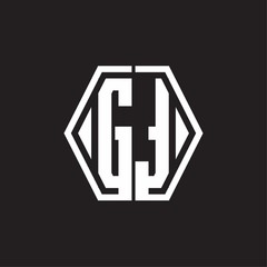 GT Logo monogram with hexagon line rounded design template